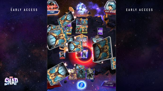 Marvel Snap digital card game.  Copies of one card fill the screen.